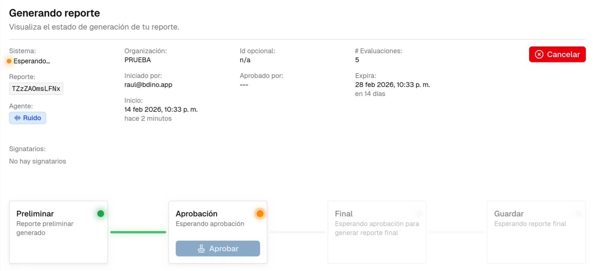 Flujo de trabajo de Bernardino Reportes